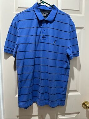 Nautica Royal Blue Polo with Thin Black Stripes